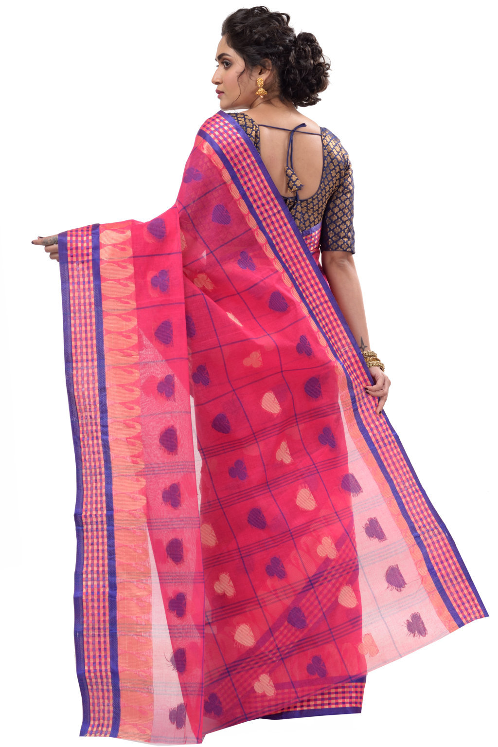 Pink Pure Cotton Taser Desh Tant Saree (749)